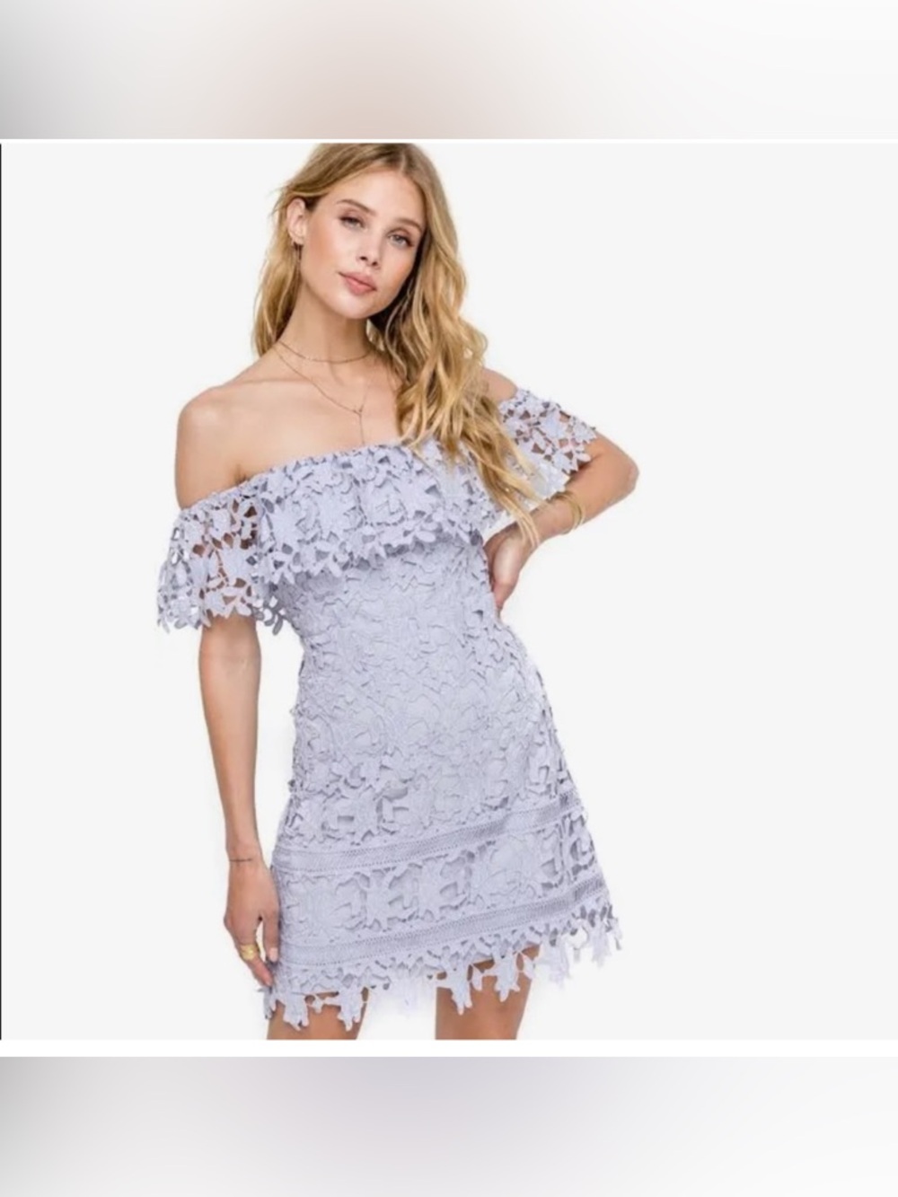 NWT Astr the Label Off-the-Shoulder Lace Dress Flutter Sleeve Detail